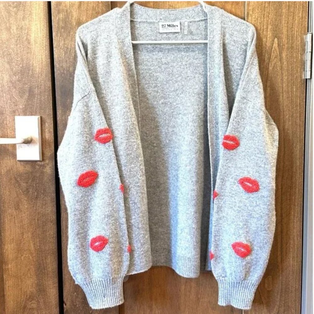27 MILES MALIBU CASHMERE LIPS CARDIGAN MEDIUM